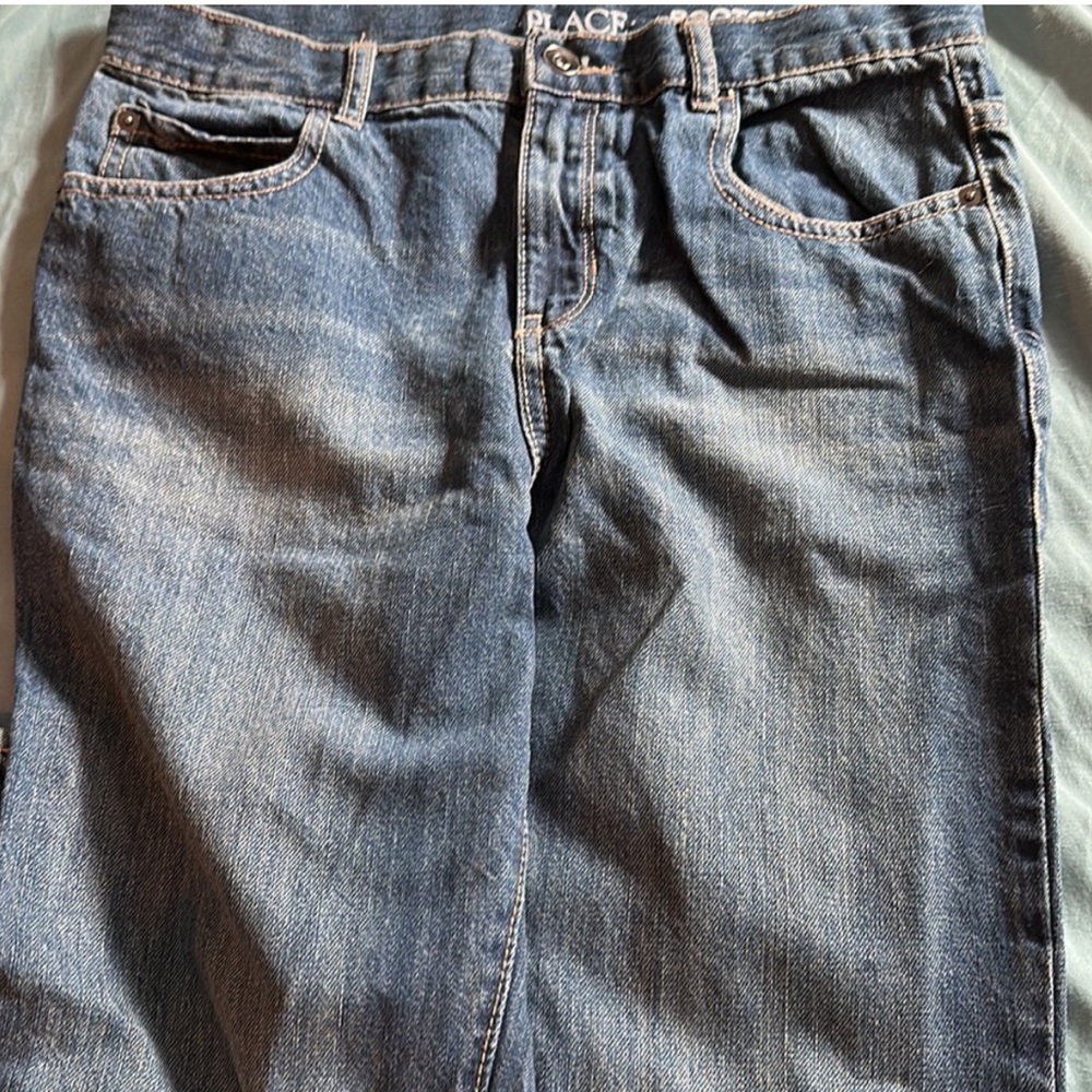Boys size 16 denim blue jeans Children’s Place. Adjustable Waist. Boot Cut. NWOT